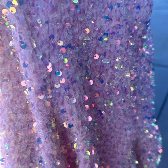 Sherri Hill Light Pink Iridescent Sequin One-Shoulder Dress, size 4 - Picture 3 of 7